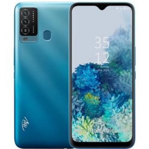 Itel P37 6.5" HD+ Screen (32GB ROM, 2GB RAM) Android 10 Pie, 5000mAh Battery 8MP + 8MP Camera, Fingerprint + Face ID - Blue