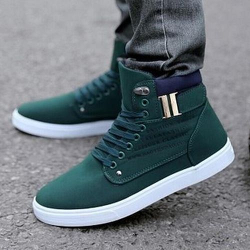 Fashion Men’s Oxfords Casual High Top Shoes Leather Green 43