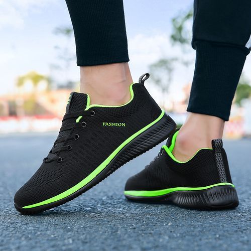 Unisex Big Size Breathable Ultralight Running Shoe_Black Green