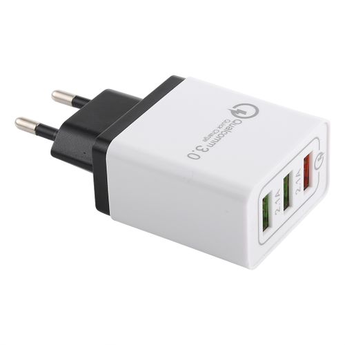 Affordable 3 USB Ports Quick Charger Travel Charger, EU Plug (Black)