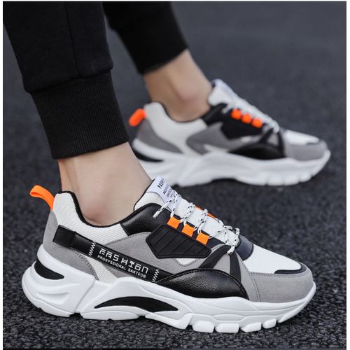Fashion Men's Sneakers Lace Up Shoes - Black/White