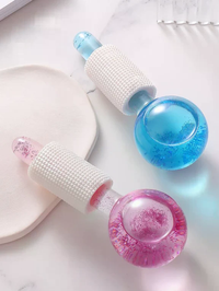 Ice Globe Facial Massager (2pcs) - Cryotherapy Tool for Puffiness, Pores & Skin Tightening