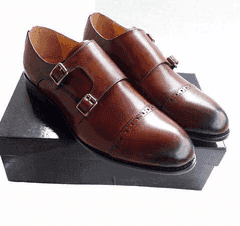John Foster Double Monk Strap Shoe Brown
