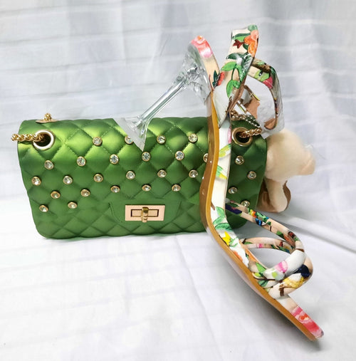 Ladies Floral Open Toe Pump Heel Sandals With Cluche