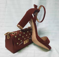 Ankle Strap Sandals Heel with side bag