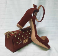 Ankle Strap Sandals Heel with side bag