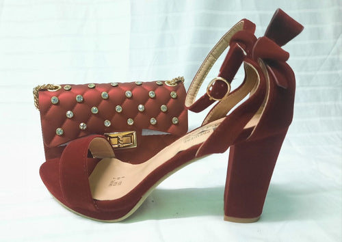 Ankle Strap Sandals Heel with side bag