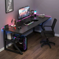 Gaming office desk with beneath bookshelf