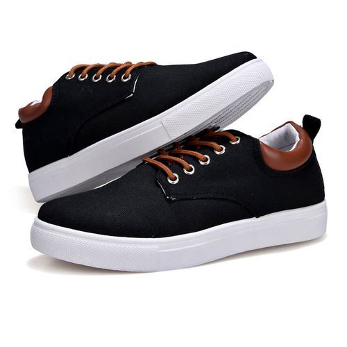Casual Breathable Lace-up Canvas Shoes - Black
