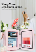 Beauty Fridge with Mirror & LED Light (4L) - Mini Skincare & Makeup Refrigerator, Cool & Warm