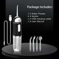 Water Flosser / Oral Irrigator - Cordless Rechargeable Dental Cleaner with 3 Modes & 4 Nozzles