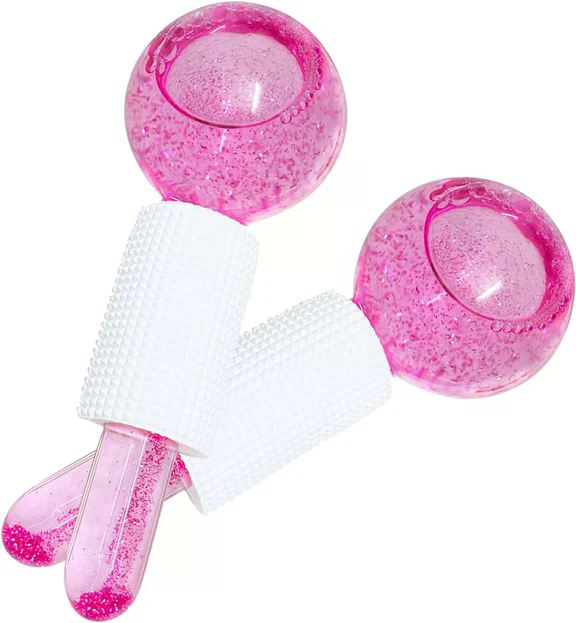Ice Globe Facial Massager (2pcs) - Cryotherapy Tool for Puffiness, Pores & Skin Tightening
