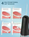 Water Flosser / Oral Irrigator - Cordless Rechargeable Dental Cleaner with 3 Modes & 4 Nozzles