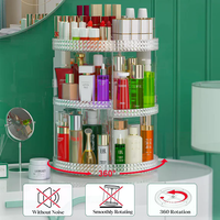 360° Rotating Skincare Organizer - Adjustable Diamond Acrylic Makeup Storage