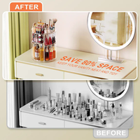 360° Rotating Skincare Organizer - Adjustable Diamond Acrylic Makeup Storage