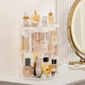 360° Rotating Skincare Organizer - Adjustable Diamond Acrylic Makeup Storage