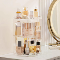 360° Rotating Skincare Organizer - Adjustable Diamond Acrylic Makeup Storage