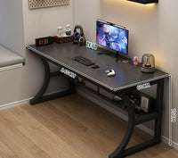 Gaming office desk with beneath bookshelf