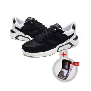 Low-Top Lace Up Sneakers + Free Wallet - Black