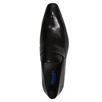 Men's Black Leather Slip-on Shoes - Blusaki