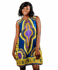 Dashiki Ladies Knee-Length Dress (LWPXDS002-083DA)