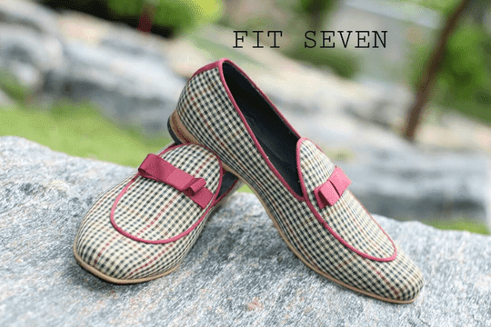Brown Checked With Wine edged Laced &amp; Bow