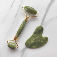 Jade Roller & Gua Sha Facial Massage Set - Face Sculpting & Puffiness Reduction Tool