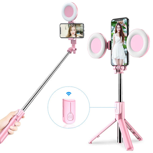 4-in-1 Wireless Selfie Stick Tripod with LED Ring Light