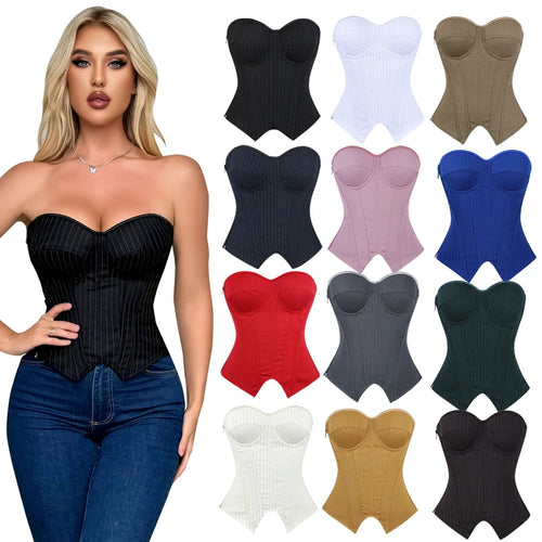 Women's Lace-Up Corset Bustier & Mini Skirt Lingerie Set