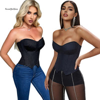 Women's Lace-Up Corset Bustier & Mini Skirt Lingerie Set