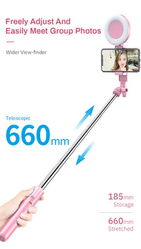 4-in-1 Wireless Selfie Stick Tripod with LED Ring Light