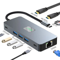 10-in-1 USB-C Hub with HDMI, USB 3.0, SD/TF & 100W PD