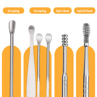 Ear Cleaner Kit (5pcs) - Reusable Ear Wax Removal Tools with Travel Case