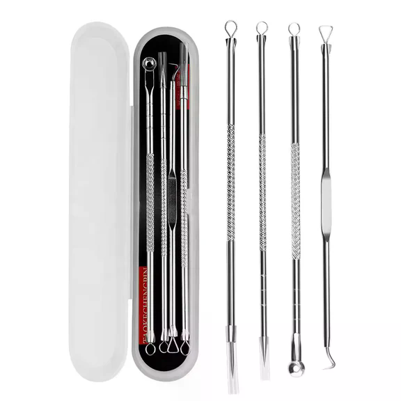 Pimple Extractor Tool Set (4pcs) - Blackhead & Whitehead Remover Kit