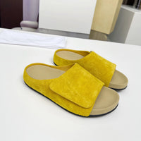 Luxury Cowhide Suede Platform Slides – Breathable Daily Slippers