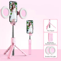 4-in-1 Wireless Selfie Stick Tripod with LED Ring Light