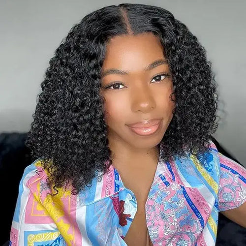 Brazilian Kinky Curly Bob Human Hair Wig with Fringe