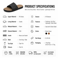 Men's Adjustable EVA Slides – Anti-Slip Cushioned Beach Slippers