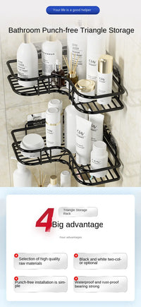 No-Drill Metal Triangle Bathroom Corner Shelf