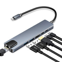 8-in-1 USB-C Hub with HDMI, RJ45, SD/TF & PD Charging
