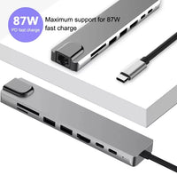 8-in-1 USB-C Hub with HDMI, RJ45, SD/TF & PD Charging