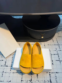 Luxury Cowhide Suede Platform Slides – Breathable Daily Slippers