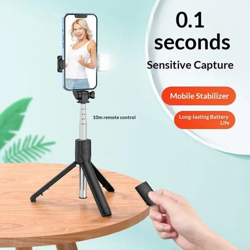 Foldable Selfie Stick Tripod with Phone Stand – Stainless Steel