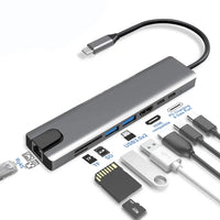 8-in-1 USB-C Hub with HDMI, RJ45, SD/TF & PD Charging