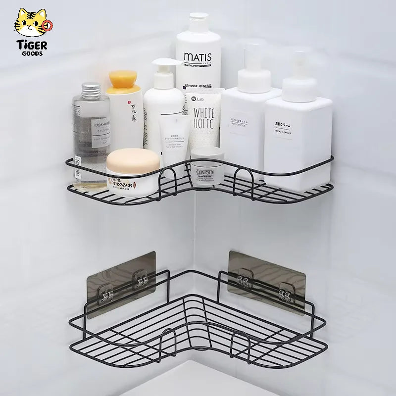 No-Drill Adhesive Shower Caddy – Bathroom Corner Shelf