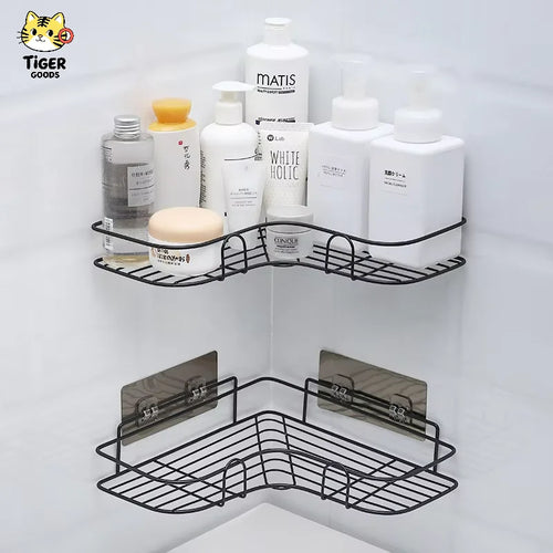 No-Drill Adhesive Shower Caddy – Bathroom Corner Shelf