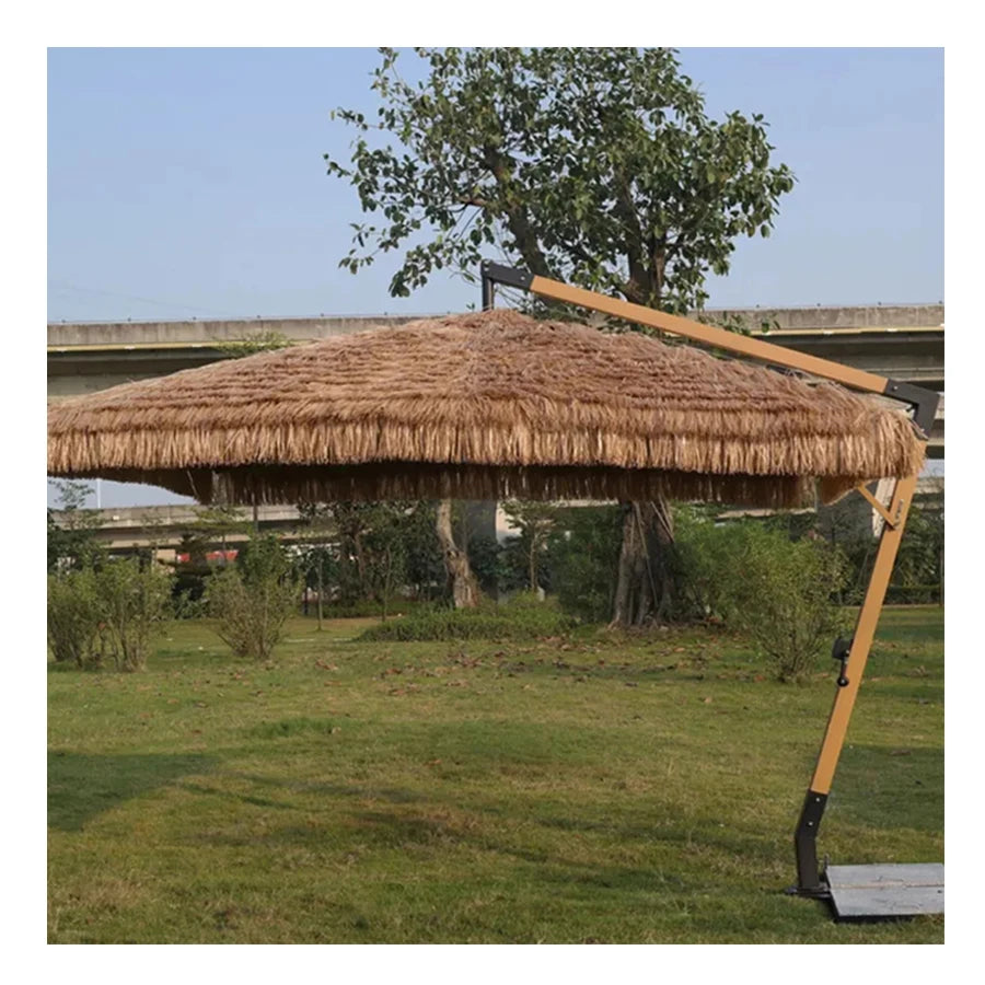 2m Palm Leaf Thatch Beach Umbrella – Boho Outdoor Parasol