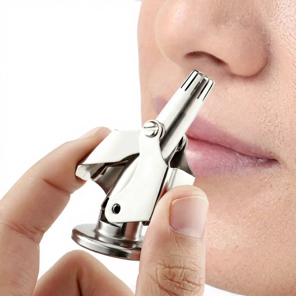 Qianshu Stainless Steel Nose Hair Trimmer Manual Double Blade For Men Full Washable Shaver