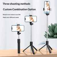 Foldable Selfie Stick Tripod with Phone Stand – Stainless Steel