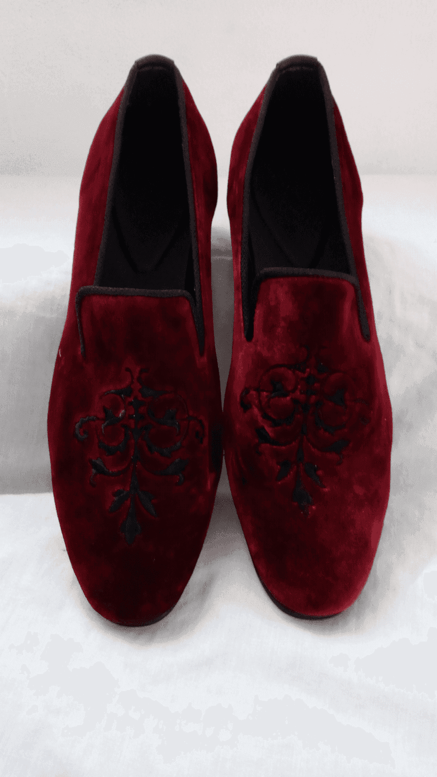Wine Suede with black embroidery